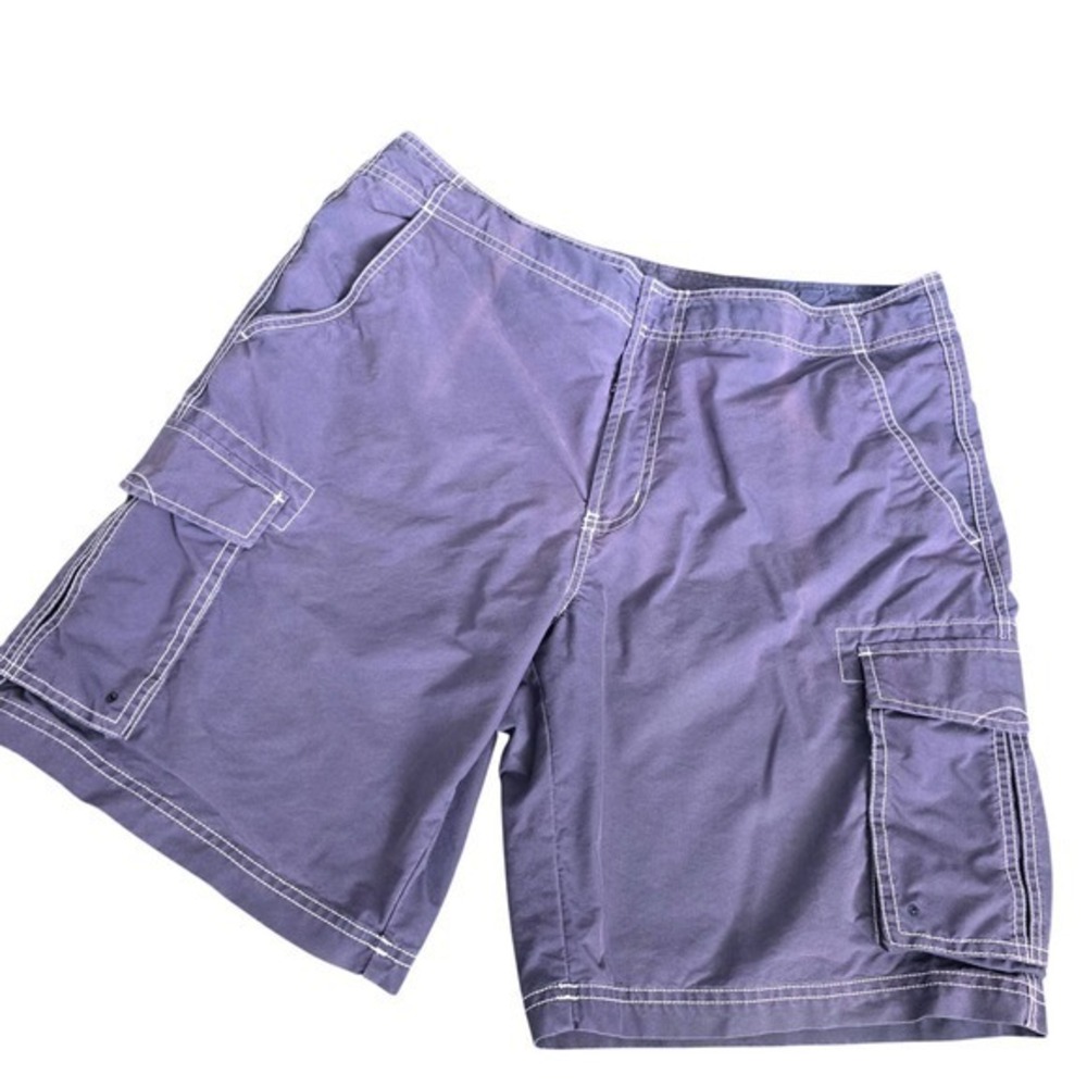 LL Bean Mens Size 36‎ Cargo Shorts Blue Cotton Nylon Stitch Detail